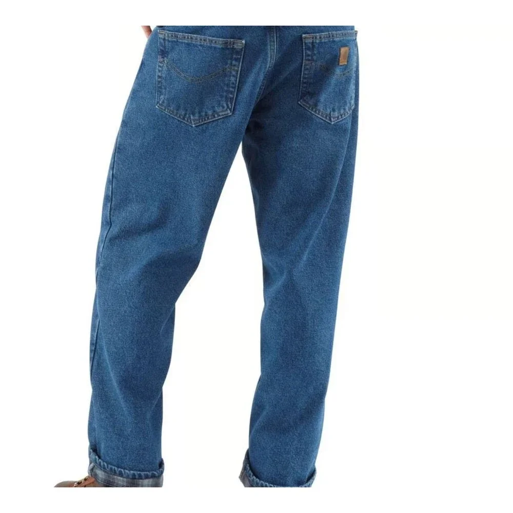 Carhartt Men's‎ Relaxed Fit Straight Leg Flannel Lined Blue Jeans Size 46 x 30